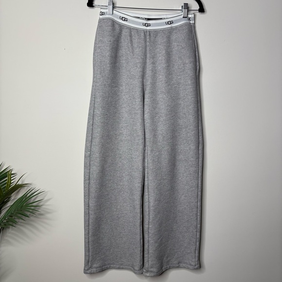 UGG Judie Wide Leg Grey Logo Waistband Sweatpants - Picture 1 of 4